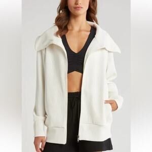 ZELLA ottoman rib knit white active‎ jacket top S